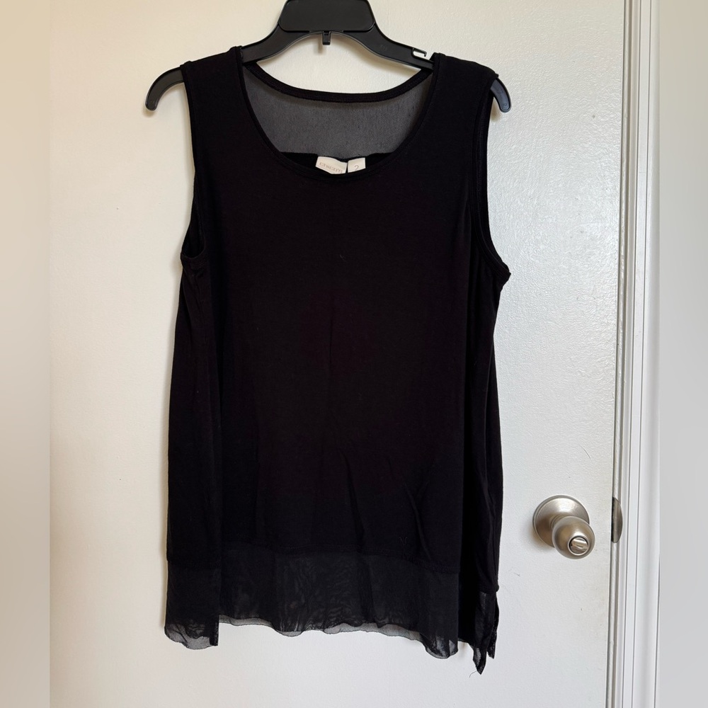 Chico's Black Sheer Hem Tank Top, 2 🦋